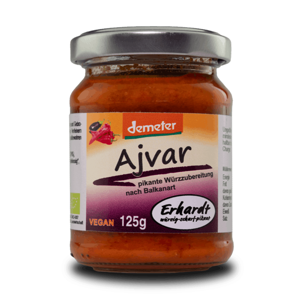 Erhardt Demeter Ajvar Paprika-Auberginen-Paste 125g im Glas